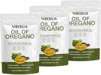 Resilia Oregano Oil Softgels with Black Seed Oil - 60 Softgels